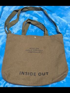 🫒👜 Olive Green Canvas Tote Bag “INSIDE OUT” Print (100% Cotton) 👜🫒